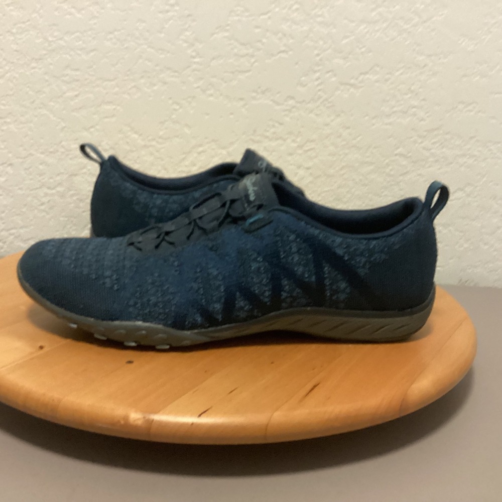 Skechers Navy Blue Knit Slip-On Sneakers
